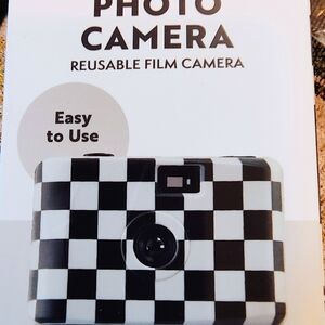 Photo camera reusable film camera 35 mm NIB black/ white checker